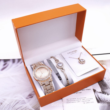 New Necklace Bracelet Watch Set Ladies Fashion Casual Diamond Wrist Watch Set